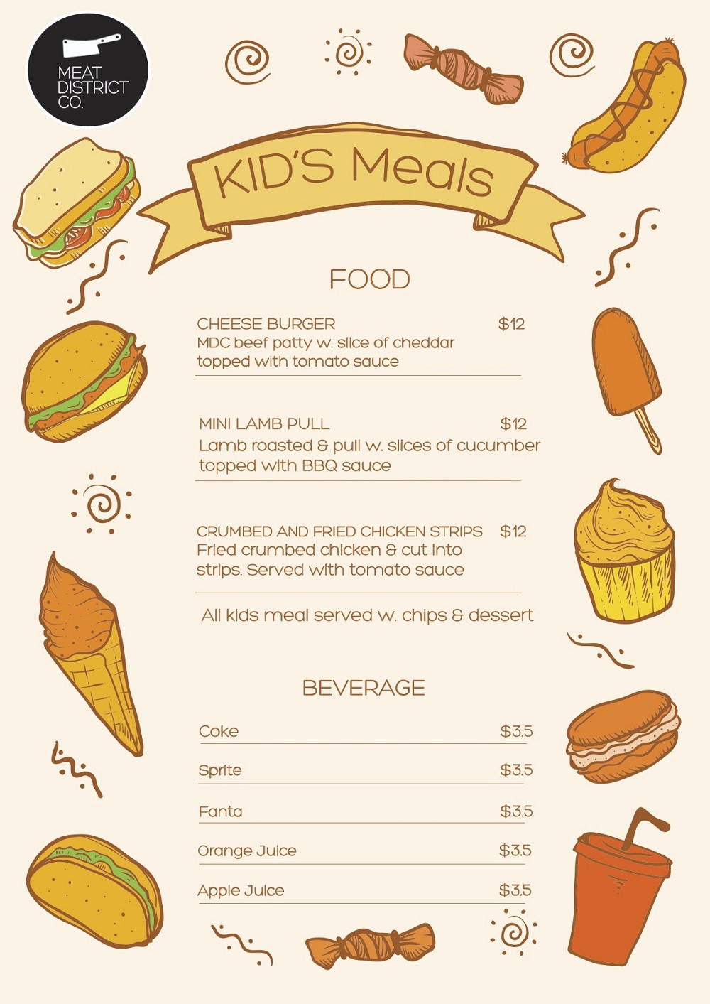 Kid S Menu Kids Menu Food Menu Template Breakfast Menu Design - Gambaran